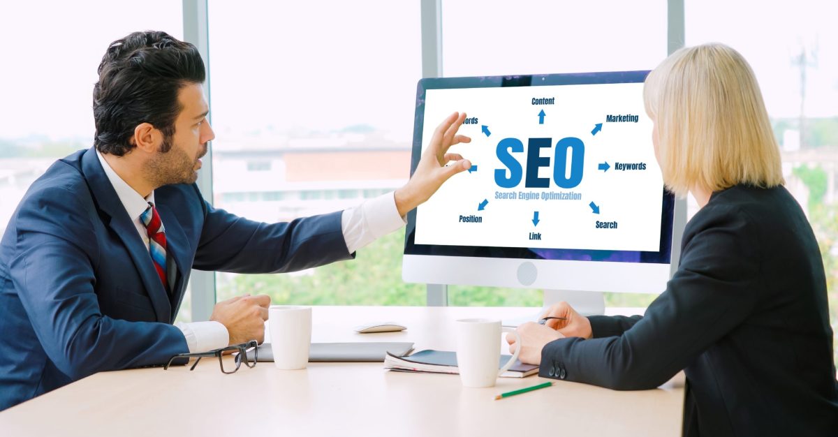 SEO search engine optimization for modish e-commerce and online retail business showing  on computer screen